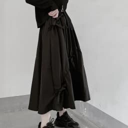 White High Waist A-Line Skirt Knot Pure Color Midi Skirt Korean Style Commute Summer New Arrival Slimming Versatile