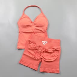 Keep That Pump 2 Piece Sets Shorts Top Women's Outfits Yoga Sets Gym Sets High Quality Seamless Lace-Up Bra Scratch Sports Sets