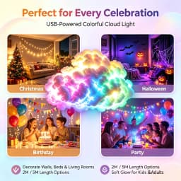 New Christmas Decoration Light 3D Thunder Cloud Lamp With Remote Control Halloween Christmas Holiday Decor Gaming Ambient Light