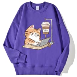 Work Cats That Cannot Do Without Coffee Womens Hoody Loose Comfortable Hoodies Harajuku Fleece Hoodie Fashion Autumn Men Top