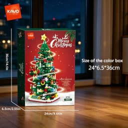 KAVOWORLD 1024pcs Christmas Tree Building Bricks Set with LED Light Up DIY Xmas Tree Home Tabletop Decor Assembly Model Stable Interlocking Building Bricks 3D Puzzle Construction Kit Christmas Party Display Holiday Festive Ornament Hobby Toy Gift for Home