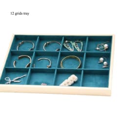 Unique-Beige Velvet Necklace Ring Earring Holder Newly Wooden Jewelry Tray Series Jewelry Disply Jewellery Organizer Box