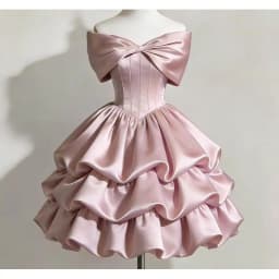 Butterfly Tie Solid Color One Shoulder Birthday Party Host Daily Cute Sweet Cake Fluffy Skirt Dress Formal Dress Customized