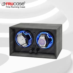 FRUCASE Wooden Watch Winder for Automatic Watches 2 Rolex Box Jewelry Display Collector Storage with Light