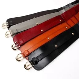 Women's Vintage First Layer Cowhide Leather High Quality Belt with Skirt Coat Elastic Belt
