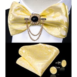 Exqusite Men's Self-tie Bowties Wedding Neck Ties For Man Accessories Cufflinks Hanky Brooch Set Red Black Yellow Blue Bowtie