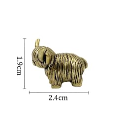 Mini Copper Highland Cow Figurine Charming Exquisite Detailing Vintage Brass Decor Desk Ornament for Home Office Creative Gifts