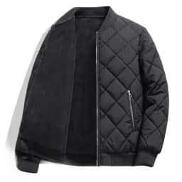 Paul Men's Thickened Fleece Lined Cotton Jacket Baseball Collar Warmth Winter Outerwear Fashion Urban Style Zipper Closure Lo...