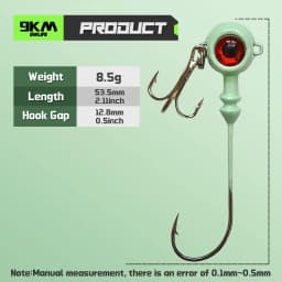 9KM Fishing Jig Heads Hook 5-10pcs Glow Fishing Hook with Treble Hooks Saltwater High Carbon Steel for Walleye Crappie Bass Fish