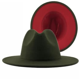 QBHAT Two-color Fedora Hat Women Men Wide Brim Felt Jazz Hat Ladies Party Top Cap Patchwork Chapeau Sombreros De Mujer 50 Colors