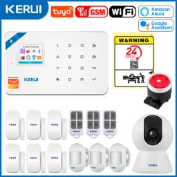KERUI W181 Tuya Smart WIFI GSM Security Alarm System Works With Alexa Home Burglar Motion Detector Door Sensor Outdooor Camera