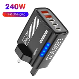 240W GaN 5 in 1 Desktop Charger USB C PD QC 3.0 Fast Charging Charger For MacBook iPhone 17 16 15 Pro Samsung Xiaomi EU US Plug