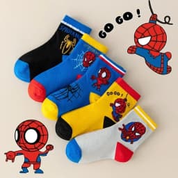 5 Pairs Children's Socks Kawaii Soft Anime Spider Socks Kids Boys Socks MiddleTube Cartoon Baby Socks 1-12 Years For Gift