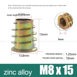 10-100Pcs M4 M5 M6 M8 M10 Zinc Alloy Thread for Wood Insert Nut Flanged Hex Drive Head Furniture Nuts Selection Length 6-30mm