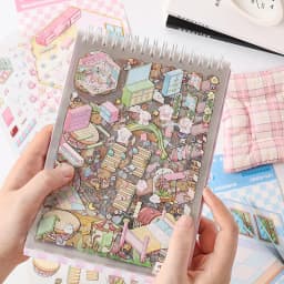 1Style 40Pcs/book Cartoon cute 3D three-dimensional scene sticker book Students' stickers handbook stickers to develop hands-on