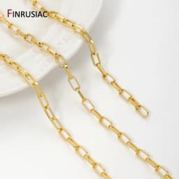 18K Gold Plated Brass Square Link Chain,3.8*7.7mm Paperclip Chain Oval Link Chain for DIY jewelry making accessories