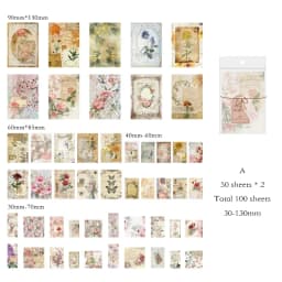 100pcs Vintage Scrapbooking Light Paper Kit DIY Junk Journal Collage Stationery Background Decor Materials for Creative Projects