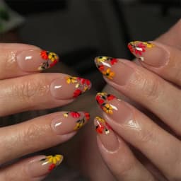 24Pcs Flora Almond Press on Nails with Glue Mori Girl Nail Art Ballet Rural Style Full Cover Wearable Acrylic Nail Manicure Tips