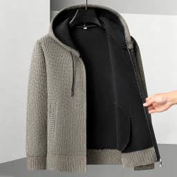 Legible Autumn Winter Casual Sweaters Men Solid Color Hooded Sweatercoats Male Loose Zip-up Knitted Cardigan Man