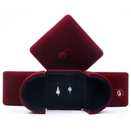 Special Design Velvet Wedding Double Ring Pendant Box Good Quality Jewelry Display Gift Case