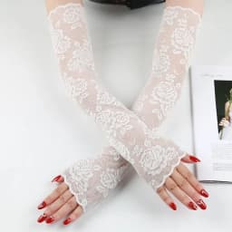 New Summer Cold Lace Long Sleeves Arm Cover Women Cuff Hollow Flower Hand Sleeves Driving Arm Sleeve Fingerless Fake Sleeves
