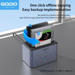 GODO USB 3.0 Dual Bay External Hard Drive Docking Station 2.5 Inch SSD HDD Dock Offline Clone Aluminum Hard Drive Enclosure