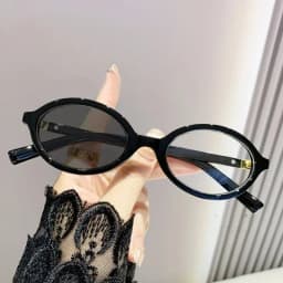 Advanced Elliptical Frame Photochromic Myopia Glasses Anti-Blue Light Glasses Optical Prescription Eyeglasses 0 TO -4.0