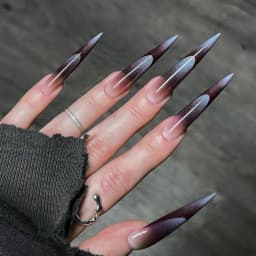 24PCS Dark Blue Butterfly Y2k False Nails Spicy Girls Gradient French Pointed Fake Nails Press On Long Stiletto Artificial Nails