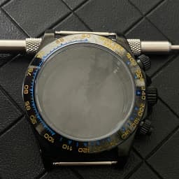 VK63 Watch Case with Sapphire Glass Stainless Steel Case with Ceramic Bezel Men's Watch Accessories for VK63 Quartz Movement