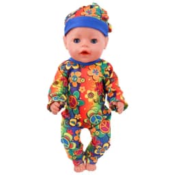 Doll Clothes Long One Piece Pajamas + Nightcap For 18Inch American&43Cm Baby Doll Accessories Nenuco Sleeping Blanket