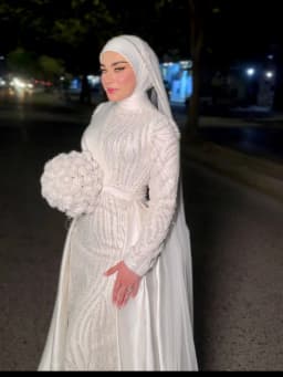 Customized Beading Muslim Wedding Dress with Detachable Train High Collar Long Sleeve Hijab Bridal Gown Mermaid robe de mariage