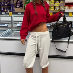 Women Sweatpants Capri Pants Casual Solid Elastic Waist Drawstring Cropped Joggers Long Shorts