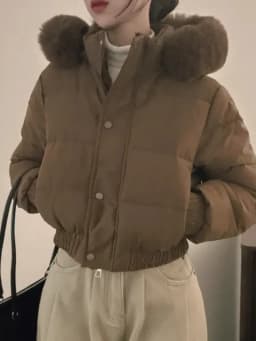 Faionable Thiened Autumn Winter ort Bread Sle Jaet Women's Chic Hooded Coat with Fur Collar Long Sve Warm Cotton...