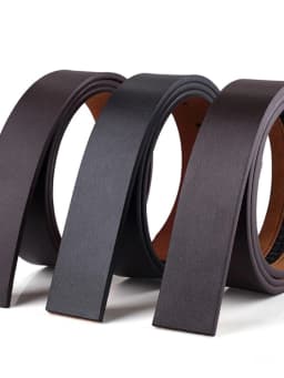 Pure Cowhide Leather Belt Men's No Tooth No Hole Automatic Buckle Genuine Leather Headless Pants Belt Punching Needle Buckle