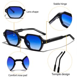 CATERDIDE Punk Polygonal Men Sunglasses Personalized Design Square Frame Sun Glasses for Women Parties Travel Holidays Glasses