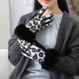 Imitation Lamb Wool Leopard Print Suede Women Winter Keep Warm Touch Screen Gloves Fashion Elegant Hairy Wrists Add Velvet