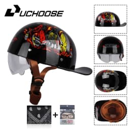 Uchoose Summer Motorcycle Casque DS Baseball Cap Helmet Retro Helmets Vintage Open Face Scooter Cruiser Chopper Gangster