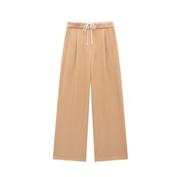DUOPERI Women Fashion Solid Lace Up Side Zipper Straight Pants Vintage High Elastic Waist Female Chic Lady Trousers