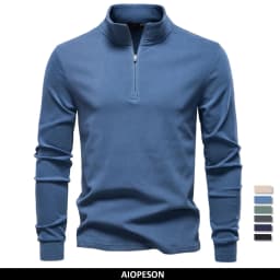 AIOPESON New Men Solid Color Zipper Soft Shell Sweatshirt Long Sleeve Breathable Warm Pullover Casual Streetwear Jacket