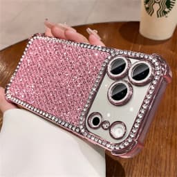 Colorful Glitter Full Screen Diamond Phone Case for iPhone 18 Pro Max 17 16 15 14 13 Lens Protection Plated Shockproof Cover