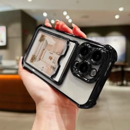 Luxury Plating Transparent Wallet Card Holder Phone Case For iPhone 15 14 13 12 11 Pro Max Plus Card Slot Shockproof Soft Cover