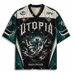 Utopia All‑Seeing Eye Mystic Print V‑Neck T‑Shirt Dark Occult Psychedelic Short Sleeve Loose Streetwear Sport Tee