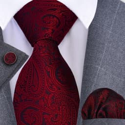 GUSLESON 8cm Blue Black Pink Men Ties Pocket Square Cufflinks Set Paisley Silk Necktie Wedding Business Gift Tie Accessories
