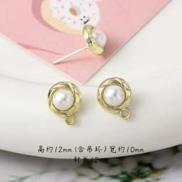 10pcs Pearl Stud Earrings Settings Handmade Roun Hollow Love Heart Earrings Connectors for DIY Jewelry Making Findings