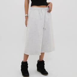 Casual Wide Leg Cropped Sweat Pants Women Drawstring Elastic Waist Raw Hem Loose‑Fit Knee‑Length Culottes Streetwear Trousers