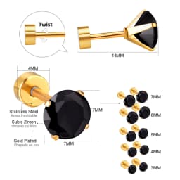 12Pair Cubic Zirconia Stud Earrings Round Crystal Stainless Steel No Fade Simple Screw Earrings Jewelry Gifts Wholesales Vintage