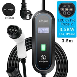 Teschev Portable EV Charger Type2 IEC 62196 Electric Car Charger 3.5KW 16A 1Phase EVSE Fast Charging Wallbox EV Charging Station