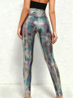 High-waisted Dazzling Snake Pattern Gold-embossed Leggings Sexy Figure-hugging Individual Outerwear Tight Pants For Women