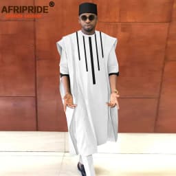 African Clothing for Men Dashiki Agbada Shirts Pants and Tribal Hat 3 Piece Set Dashiki Outfits Traditional Attire A2216165