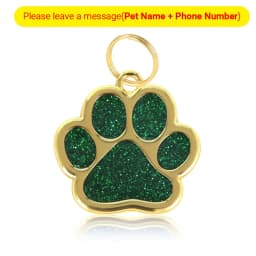 Personalized Collar Pet ID Tag Custom Free Engraved Cat Dog Puppy Name Necklace Gold Paw Glitter Pendant Pet Accessories 3CM